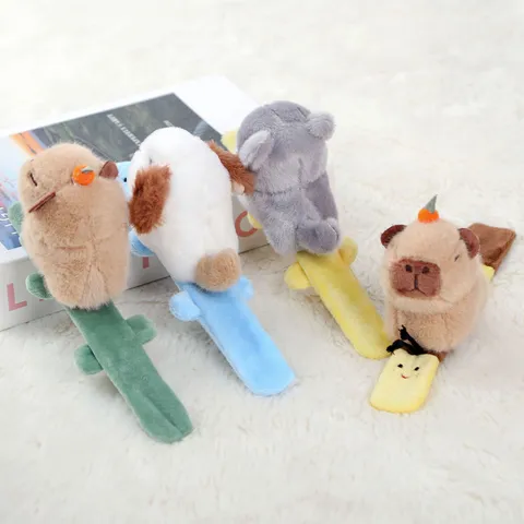 Cute Capybara Plush Toy Slap Bracelet Animal Stuffed Doll Soft Wrist Band Cartoon Birthday Gift For Kids