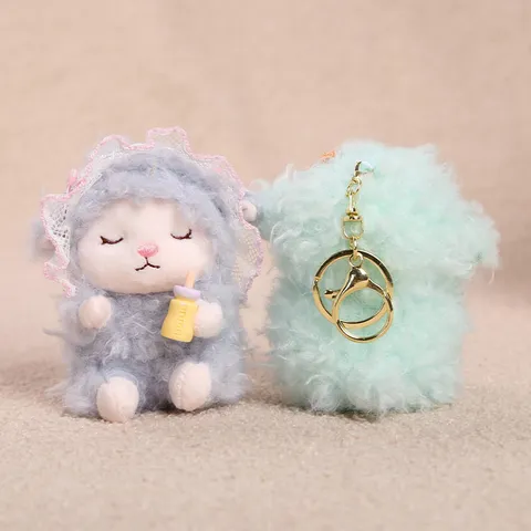 Cute Sitting Little Sheep Plush Toy Pendant Cartoon Animal Doll Bag Keychain Soft Stuffed Toy Birthday Gift