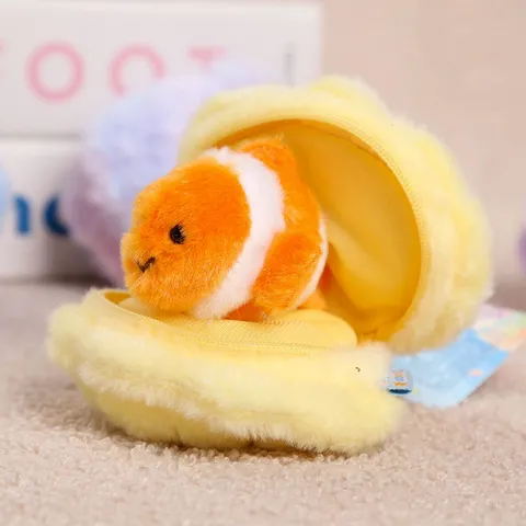 Famiglia Oceano Ciondolo in Peluche Nido di Conchiglia Carino Creatura Marina Peluche Bambola Portachiavi Borsa Ornamento Regalo Morbido