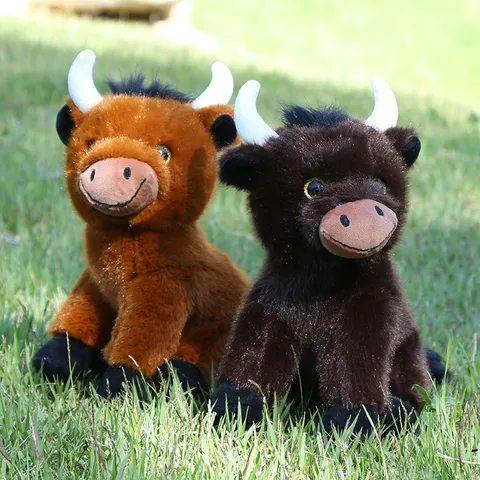 Lindo Juguete de Peluche de Vaca de Tierras Altas Simulación Toro Salvaje Muñeco de Peluche Suave Fibra de Poliéster Decoración Del Hogar
