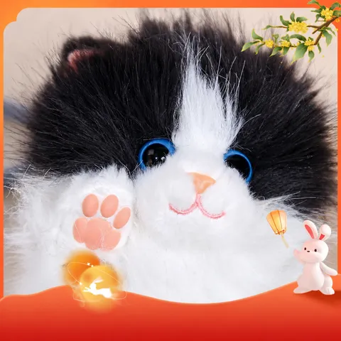 Cute Long Haired Cat Plush Toy Bag Pendant Stuffed Animal Keychain Fluffy Kitten Doll Kawaii Gift For Women Kids