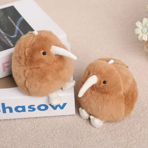 Creative Kiwi Bird Plush Pendant Cute Stuffed Animal Toy Fluffy Bag Charm Keyring Lightweight Soft Doll Gift