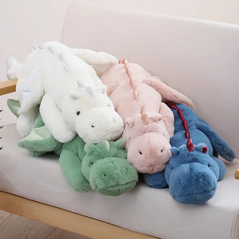 Simpatico Giocattolo in Peluche di Drago Cartone Animato Cuscino Lungo Animale Imbottito Mascotte Bambola Morbido Cuscino Regalo
