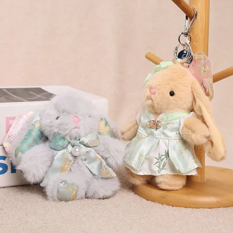 Nuovo Stile Cinese Portachiavi Giocattolo di Peluche Coniglietto Wendy Carino Bambola Animale Stuffed Ciondolo Zaino Regalo Festa dei Bambini Per Ragazze
