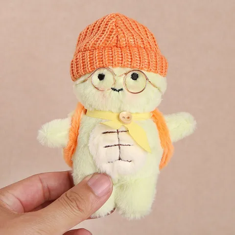 Mignon Fruit Tortue Pendentif Jouet en Peluche Dessin Animé Animal Poupée Rembourrée Sac Ornement Porte-Clés avec Chapeau et Lunettes