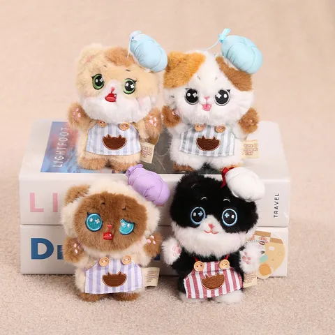 Mignon Chat Boule de Riz Peluche Jouet Porte-Clés Douce Poupée Animal en Peluche Chapeau de Chef Tablier Pendentif Cadeau d'Anniversaire Pour Filles