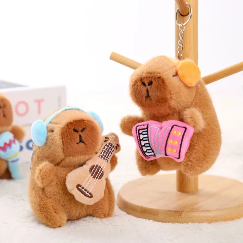 Carino Capybara Peluche Ciondolo Corda Strumento Musicale Bambola di Peluche Ciondolo Borsa