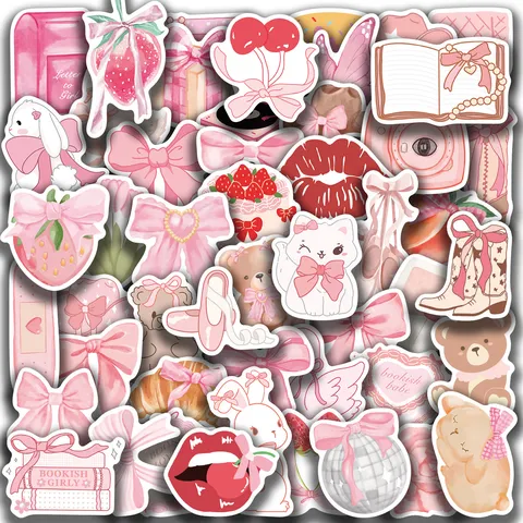 Waterdicht Leuke Roze Sticker Set Decals Voor Waterfles Laptop Telefoon Bagage Esthetische Vinyl Stickers