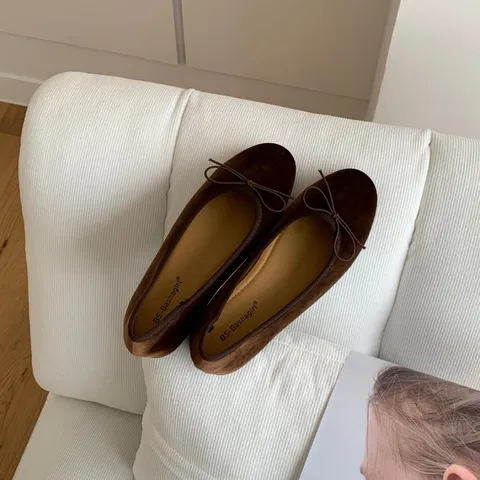 Women's Velvet Flat Ballet Shoes Shallow Mouth Bowknot Casual Commuting Comfortable Slip-On Soft Sole Granny Shoes