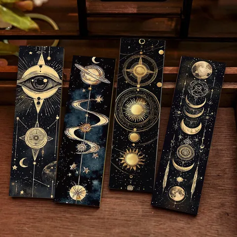 Hemels Universum Ster Maan Folieopdruk Papier Lesezeichen High-End Esthetiek Studenten Lezen Paginamarkeringen Cadeau