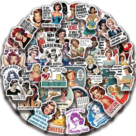 Vrouwen Citaten Stickers Waterdichte Vinyl Decals Esthetische Retro Pop Art Stickers Voor Laptop Waterfles Plakboek Bagage