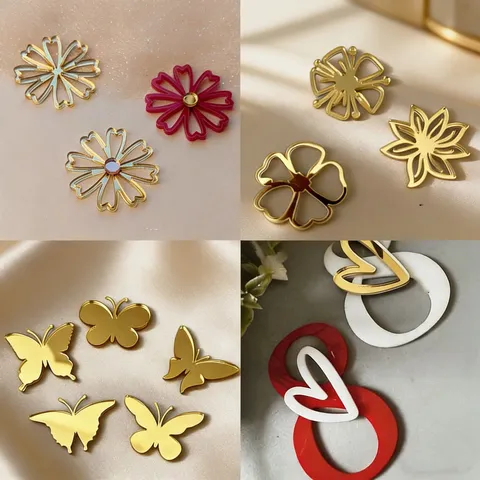 Acrylic Mirror Flower Butterfly Cake Topper Ins Style Cupcake Ornaments For Mothers Day Womens Day Birthday Party Cake Decorations