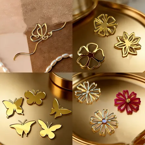 Acrylic Mirror Flower Butterfly Cake Topper Ins Style Cupcake Ornaments For Mothers Day Womens Day Birthday Party Cake Decorations
