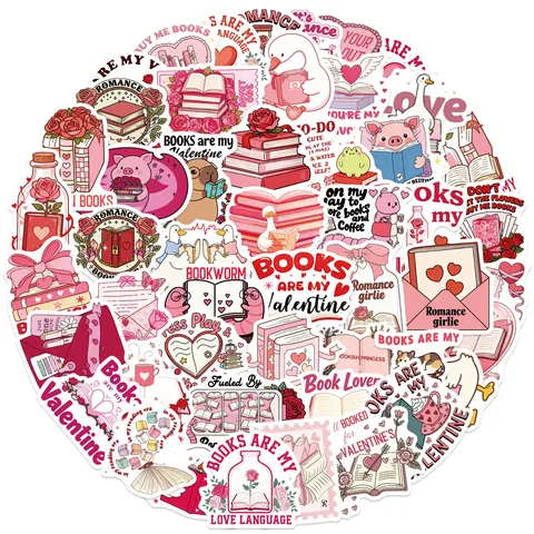 Valentine's Day Bookish Graffiti Waterproof Stickers Cute Reading Journal Stationery DIY Decals Pack
