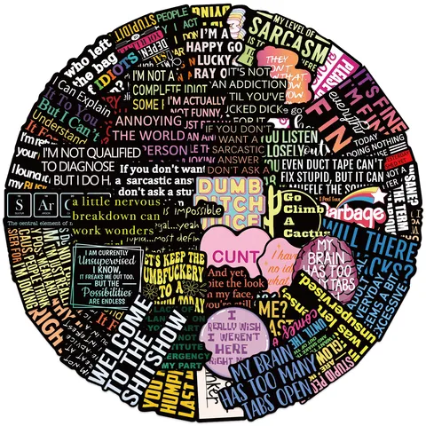 Adesivi Impermeabili con Slogan Sarcastici Divertenti Decalcomanie Graffiti per Telefono Portatile Chitarra Quaderno Decorazione