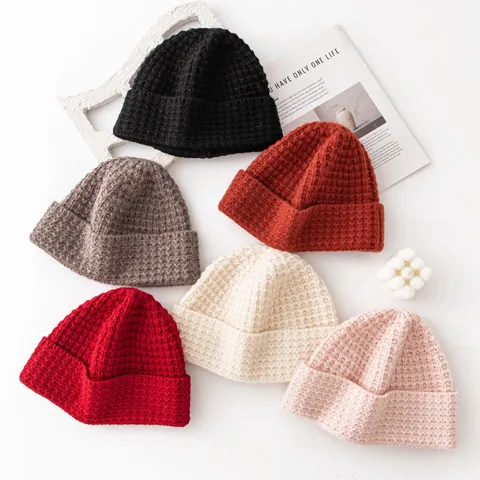 Berretto in Maglia Calda Invernale Unisex Cappello in Lana a Quadri Cappellino Casual Morbido Elastico con Risvolto per Uomo Donna