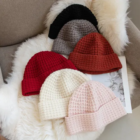 Berretto in Maglia Calda Invernale Unisex Cappello in Lana a Quadri Cappellino Casual Morbido Elastico con Risvolto per Uomo Donna