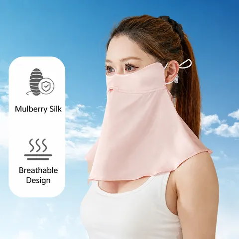 Maschera facciale di protezione solare in seta da donna mezza faccia parasole per il collo ciclismo all'aperto velo traspirante
