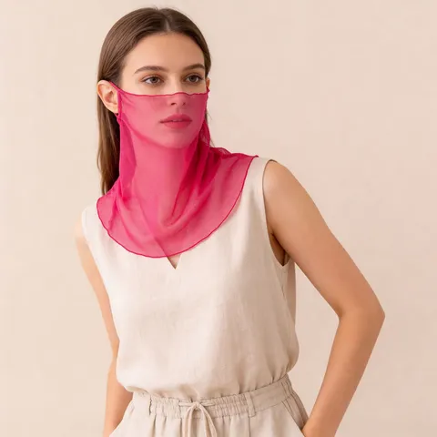 Mujer Seda Protección Solar Mascarilla Bufanda Verano Transpirable Anti UV Ligera Cubierta de Cuello Color Sólido Moda Exterior