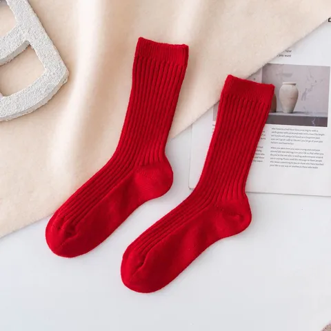 Calze Morbide in Lana Calde Invernali da Donna Ispessite Tinta Unita A Costine a Polpaccio Termiche Lunghe Calze Abbigliamento Quotidiano Casual