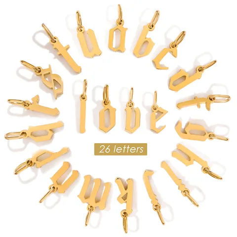 Ciondolo Lettera Inglese Gotica in Acciaio Inossidabile Ciondoli DIY Colore Oro e Acciaio Collana Iniziale Creazione di Gioielli