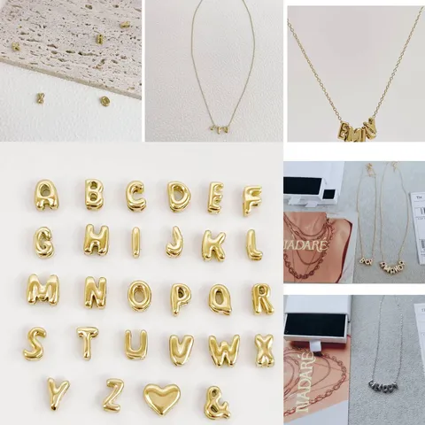 Collar con Colgante de Letra Inicial de Burbuja Personalizado de Acero Inoxidable Cadena de Gargantilla de Alfabeto 3D para Mujeres Hombres Joyería de Bricolaje Regalo