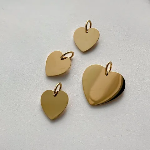Stainless Steel Heart Charms Blank Stamping Tags Polished Metal Heart Pendants For DIY Jewelry Making Crafts Findings