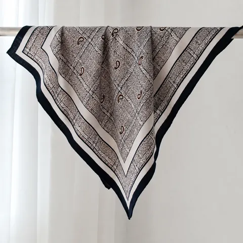 Donna Paisley Foulard Quadrato Misto Lana e Seta di Gelso Vintage Classico Stampato Foulard Elegante