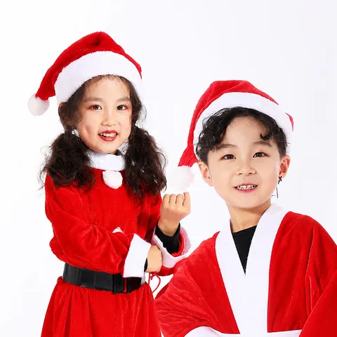 Plush Christmas Hat Santa Hat Red White Xmas Party Decoration For Kids And Adult Holiday Festive Headwear