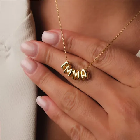 Stainless Steel 3D Bubble Letter Pendants Alphabet Charms Gold And Steel Color DIY Jewelry Accessories For Necklace Bracelet