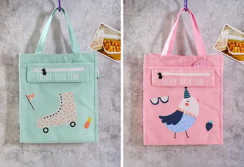 Borsa Tote in Tela Casual per Studenti Simpatica Stampa Pattini a Rotelle Tasca con Zip Borsa a Mano Leggera Borsa da Scuola