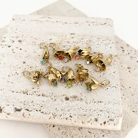 Edelstahl Geburtsblume Anhänger Zirkonia DIY Halskette Zubehör Modeschmuck Geschenk Für Damen Und Herren