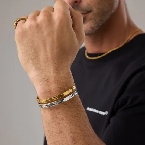 Minimalist Stainless Steel Open Cuff Bangle Bracelet For Men Fashion Gold Silver Plated Geometric Metal Hand Jewelry Wrist Band Gift