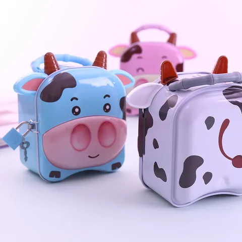 Niedliche Cartoon Kuh Spardose Metall Weißblech Geldkasten Kinder Kreative Münze Spardose Kinder Geschenk Zimmer Dekoration