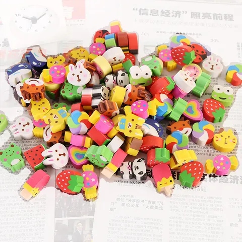 Leuke Cartoon Gummen Bulkverpakking Creatieve Rubberen Gummen Voor Kinderen Schoolbenodigdheden Schattig Dier- En Fruitvormig Gummetjeset