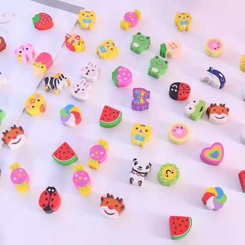 Leuke Cartoon Gummen Bulkverpakking Creatieve Rubberen Gummen Voor Kinderen Schoolbenodigdheden Schattig Dier- En Fruitvormig Gummetjeset