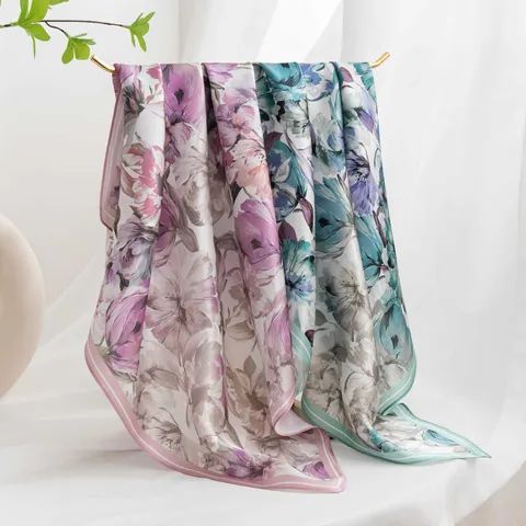 Sciarpa in 100% Seta di Gelso Moda Stampata Quadrata Elegante Sciarpa da Collo per Donna Sciarpa da Testa Leggera