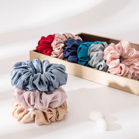 Large Mulberry Silk Hair Scrunchies Satin Hair Ties For Women Elegant Solid Color Elastic Hair Bands Hair Accessories