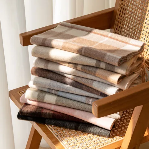 Classica Sciarpa in Cashmere Per Donna Uomo Inverno Spessa Calda A Quadri Nappa Lunghe Sciarpe Morbida Moda Casual Scaldacollo