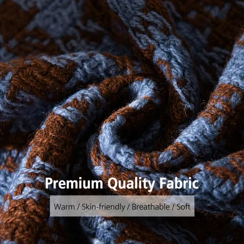 Sciarpa Classica in Lana con Motivo Pied de Poule Unisex Inverno Ispessita Calda Foulard Frange Nappe Morbida Sciarpa per Tempo Freddo