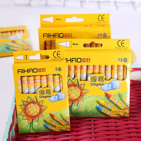 Sunflower Cartoon Children Crayons Boxed Kids Art Painting Drawing Colorful Stationery Supplies
