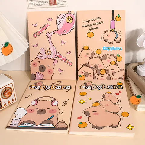 Schattige Cartoon Capybara Notitieboek Genaaid Softcover Dagelijks Dagboek Schoolbenodigdheden Schrijfboek