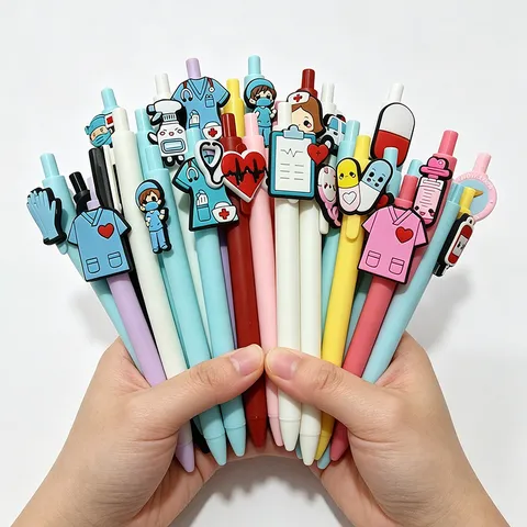 Medical Series Cartoon PVC Soft Glue Patch Gel Pen Cute Nurse Theme Writing Stationery Ballpoint Pen For Students