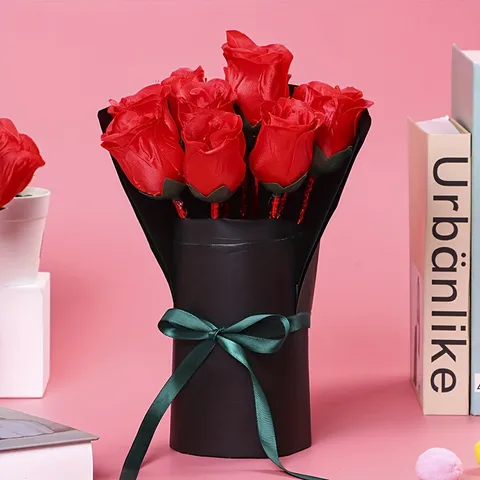 Cute Rose Flower Ballpoint Pen Artificial Floral Signature Pen Valentine Day Gift Decorative Pen For Students Teachers