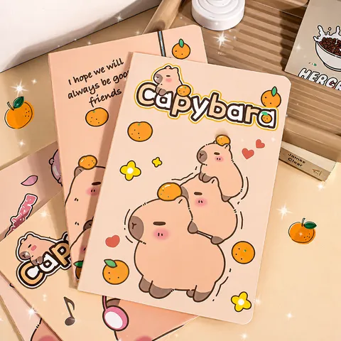 Schattige Cartoon Capybara Notitieboek Genaaid Softcover Dagelijks Dagboek Schoolbenodigdheden Schrijfboek