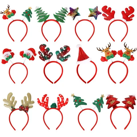Christmas Headband Santa Claus Elk Antlers Snowman Party Hair Hoop Festive Holiday Hair Accessories For Kids Adults