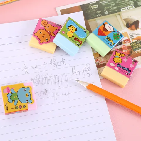 Cute Student Scented Cartoon Animal Eraser Mixed Style Rubber Eraser Stationery Gift For Kids School Supplies