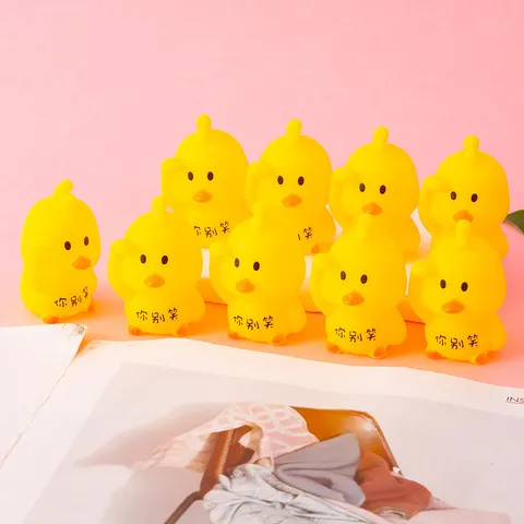 Cute Little Yellow Duck Squishy Toy Slow Rising Squeaking Stress Relief Fidget Toy Novelty Gag Toy For Kids Desktop Decor