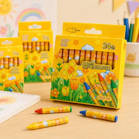 Non-Toxic Children Crayons Sunflower Pattern Wax Crayon Set For Kids Drawing School Art Supplies Colorful Painting Gift