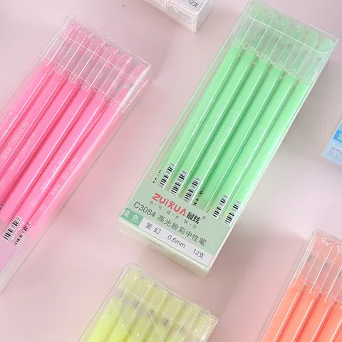 Colorful Gel Pen Candy Color Highlighter Marker 0.6mm Fine Point Pens For Student Study DIY Photo Album Journaling